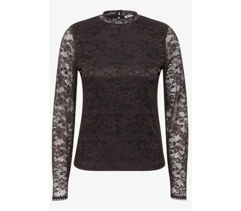 Street One Lace Turtle Neck Shirt Black Coffee