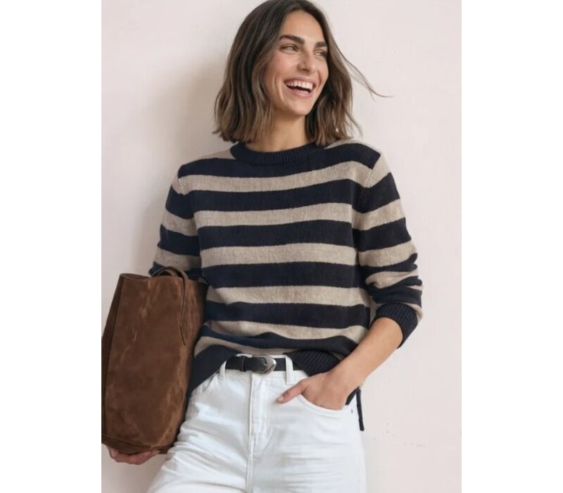Street One Cosy Striped Sweater U-Boat Indigo Night
