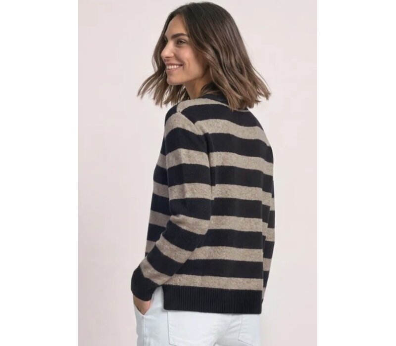 Street One Cosy Striped Sweater U-Boat Indigo Night