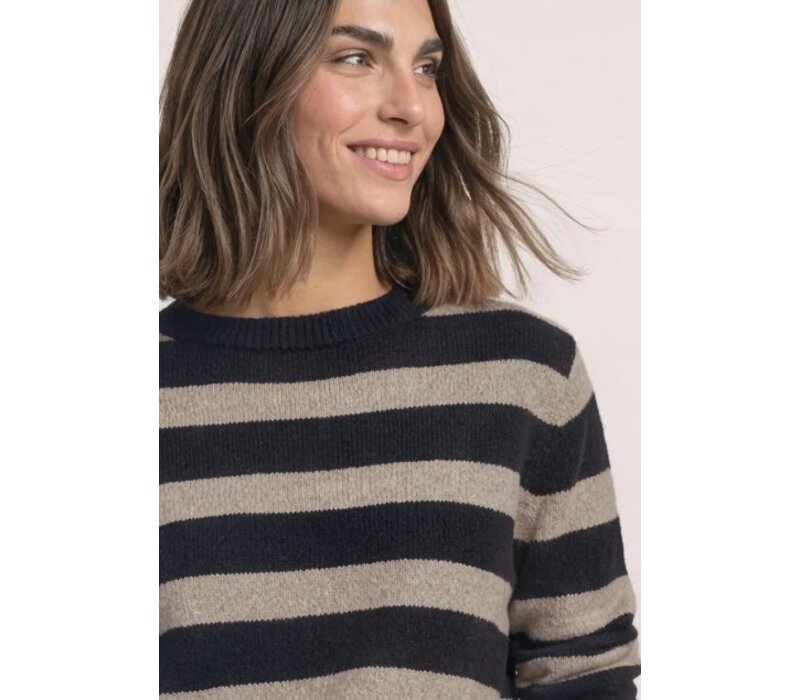 Street One Cosy Striped Sweater U-Boat Indigo Night