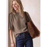 Street One 3/4 Sleeve Sweater Beading Sanded Amber Melange