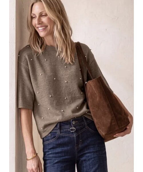 Street One Street One 3/4 Sleeve Sweater Beading