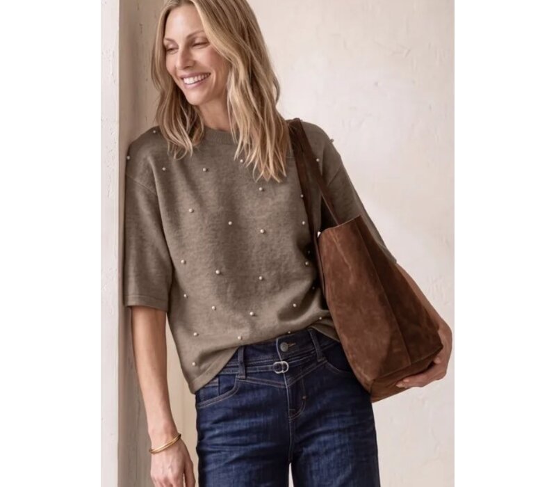 Street One 3/4 Sleeve Sweater Beading Sanded Amber Melange