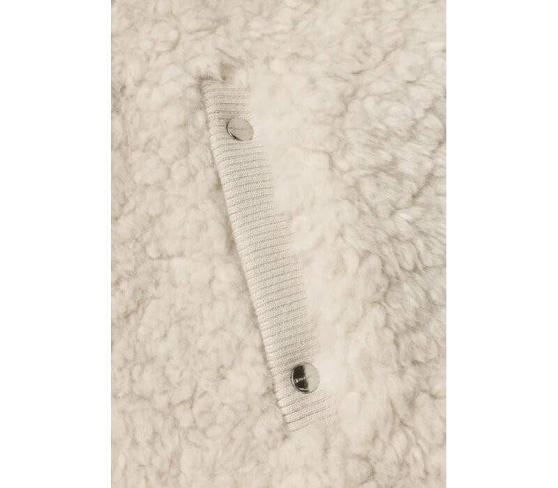 Street One Curly Fake Fur Vest with Knit Rib Smooth Stone Sand