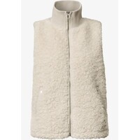 Street One Curly Fake Fur Vest with Knit Rib Smooth Stone Sand