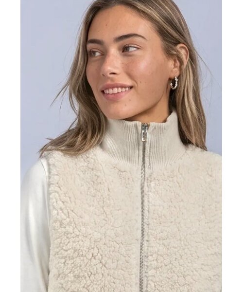 StreetOne Street One Curly Fake Fur Vest with Knit Rib
