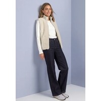 Street One Curly Fake Fur Vest with Knit Rib Smooth Stone Sand
