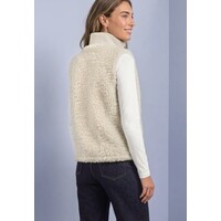 Street One Curly Fake Fur Vest with Knit Rib Smooth Stone Sand