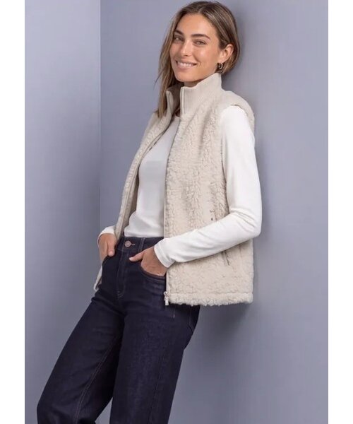 Street One Street One Curly Fake Fur Vest with Knit Rib