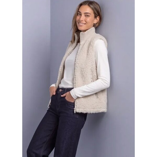 Street One Curly Fake Fur Vest with Knit Rib 