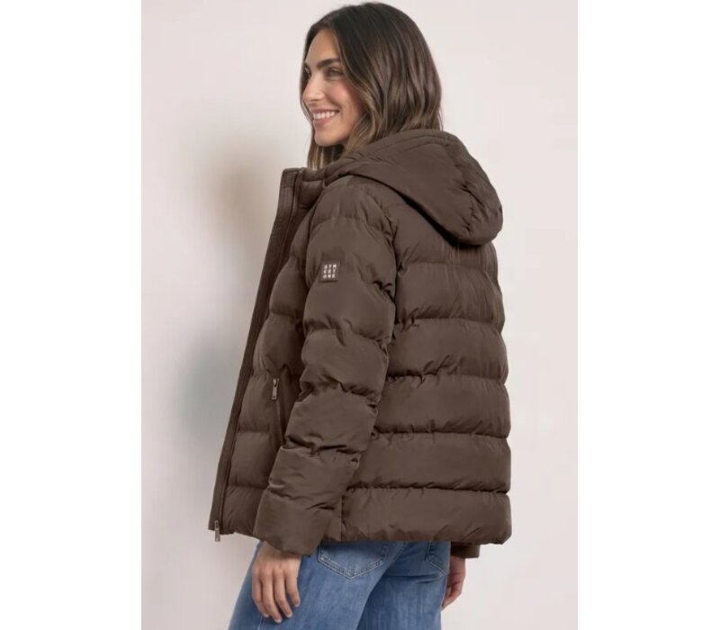 Street One Short Padded Jacket with Glued Quilt Auburn Brown