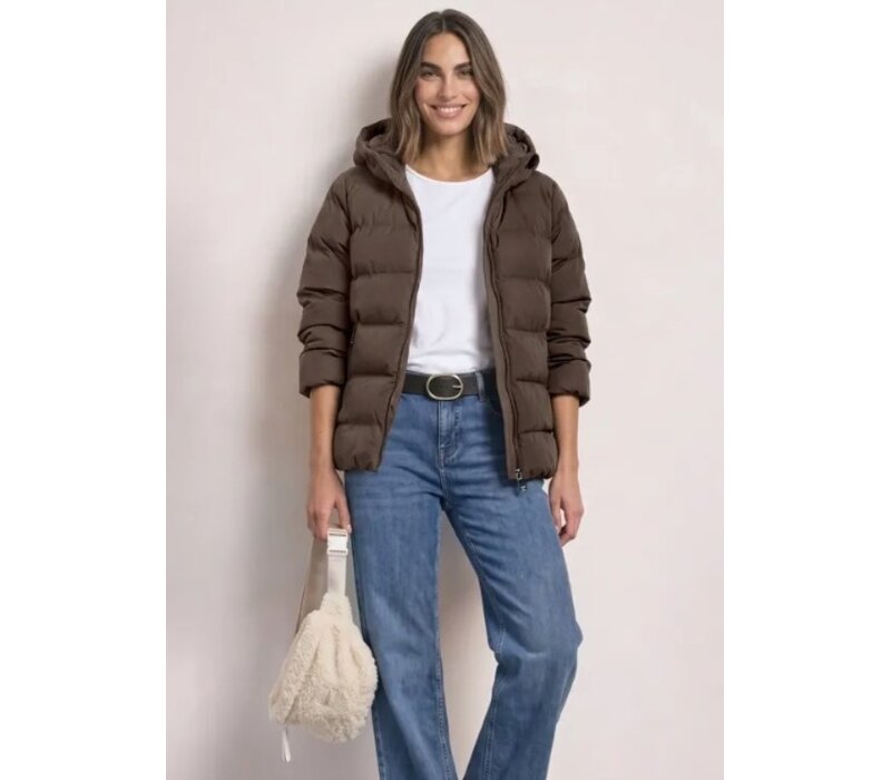 Street One Short Padded Jacket with Glued Quilt Auburn Brown