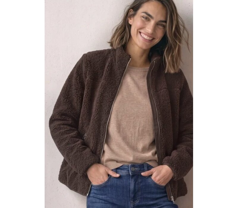 Street One Short Teddy Jacket Auburn Brown