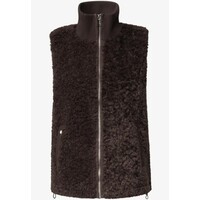Street One Curly Fake Fur Vest with Knit Rib Auburn Brown