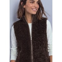 Street One Curly Fake Fur Vest with Knit Rib Auburn Brown