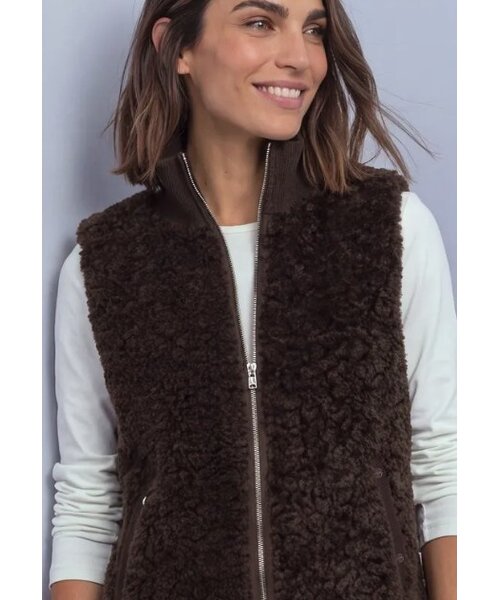 StreetOne Street One Curly Fake Fur Vest with Knit Rib