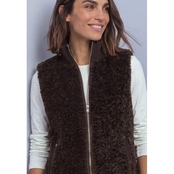 Street One Curly Fake Fur Vest with Knit Rib 