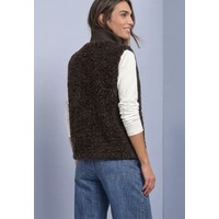 Street One Curly Fake Fur Vest with Knit Rib Auburn Brown