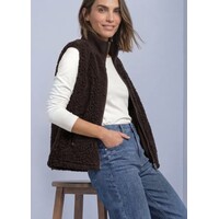 Street One Curly Fake Fur Vest with Knit Rib Auburn Brown