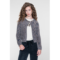 Geisha Round Neck Hairy Cardigan Brown Blue