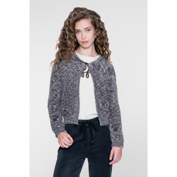 Geisha Round Neck Hairy Cardigan 