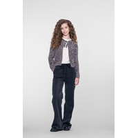 Geisha Round Neck Hairy Cardigan Brown Blue