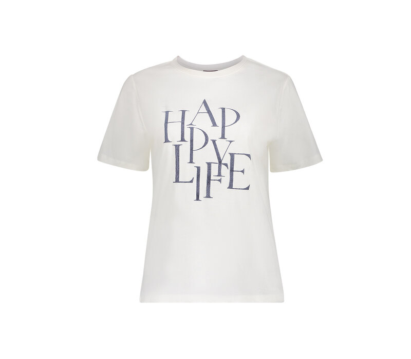 Geisha T-Shirt Happy Life Off White Navy