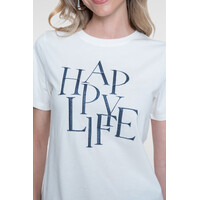 Geisha T-Shirt Happy Life Off White Navy