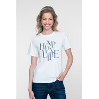 Geisha T-Shirt Happy Life Off White Navy