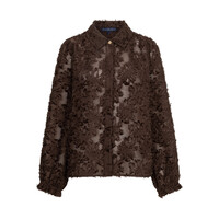 Red Button Blouse Fringes Brown