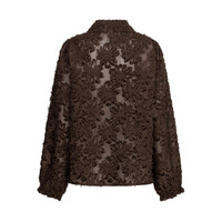 Red Button Blouse Fringes Brown