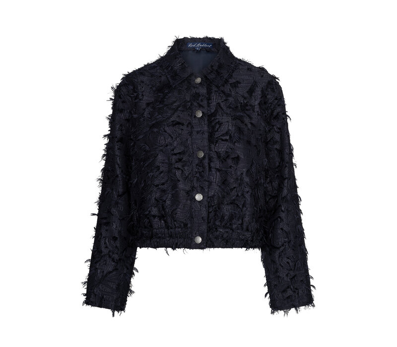Red Button Bomber Fringes Navy