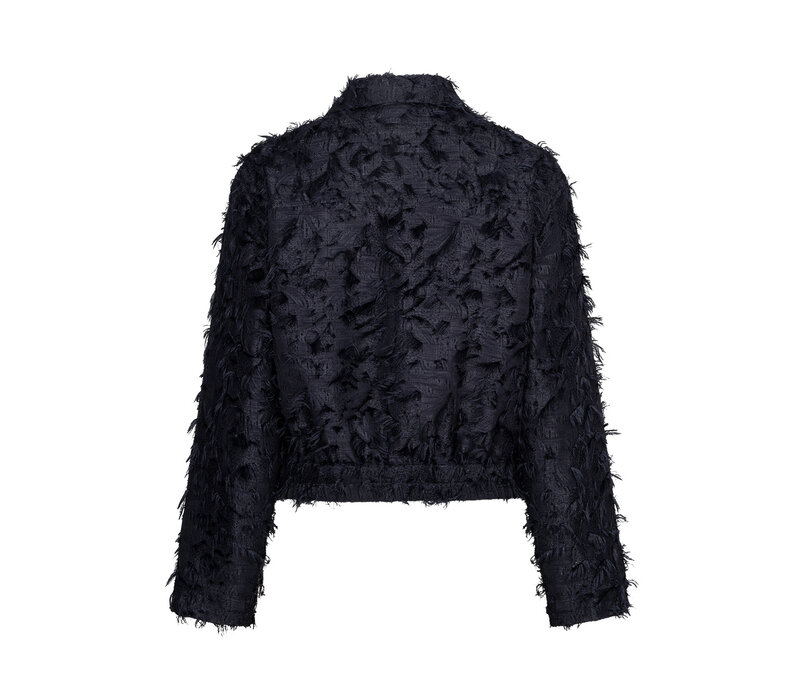 Red Button Bomber Fringes Navy
