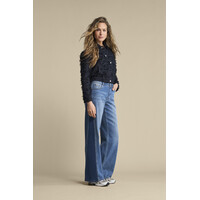 Red Button Bomber Fringes Navy