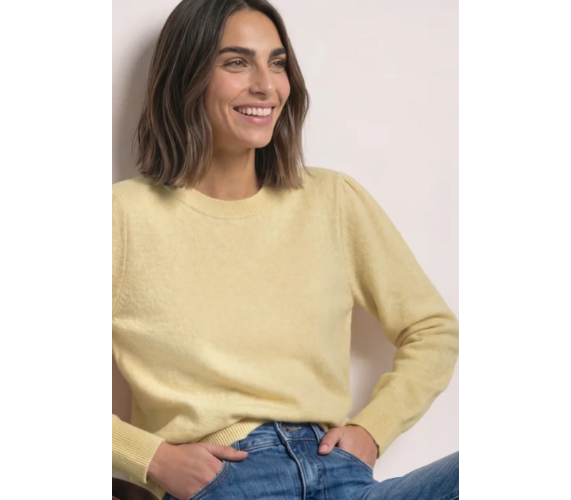 Street One Cosy Puffy Sleeve Sweat Sunbeam Yellow Melange