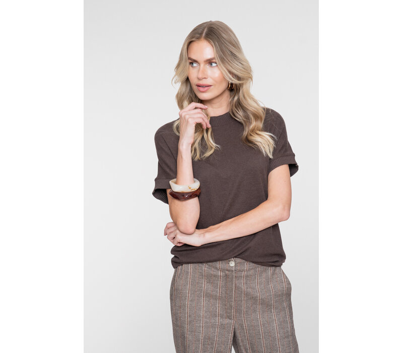 Geisha Shirt with Rib Brown