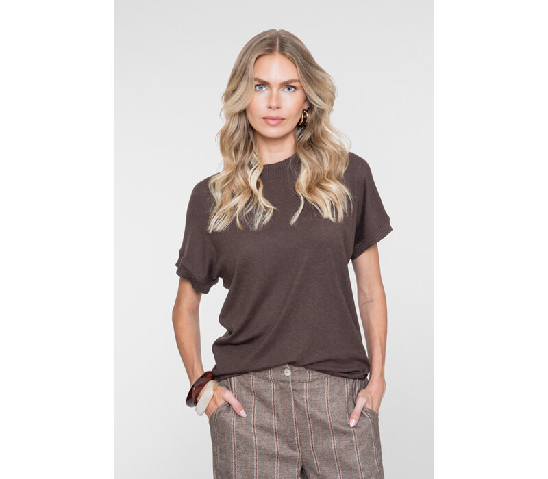 Geisha Shirt with Rib Brown