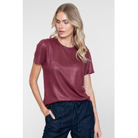 Geisha T-Shirt Round Neck Foil Burgundy