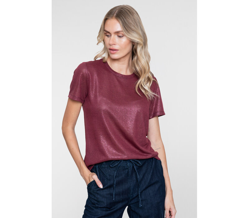Geisha T-Shirt Round Neck Foil Burgundy