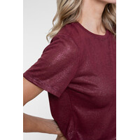 Geisha T-Shirt Round Neck Foil Burgundy