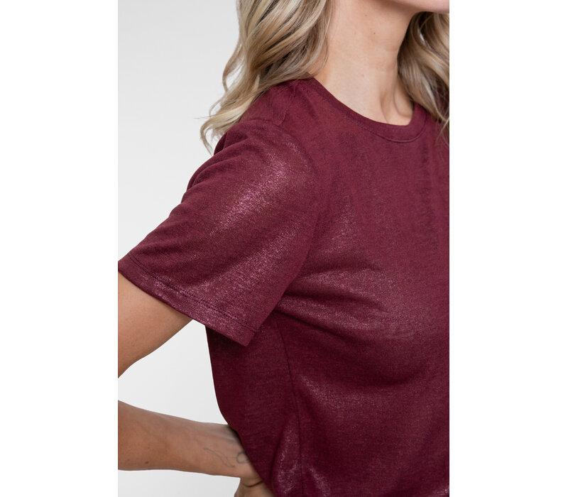 Geisha T-Shirt Round Neck Foil Burgundy
