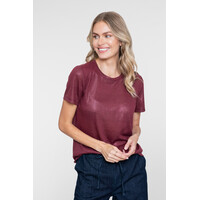 Geisha T-Shirt Round Neck Foil Burgundy