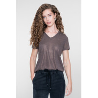 Geisha Top Jersey V Neck with Foil Dark Brown