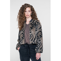 Geisha Top Jersey V Neck with Foil Dark Brown