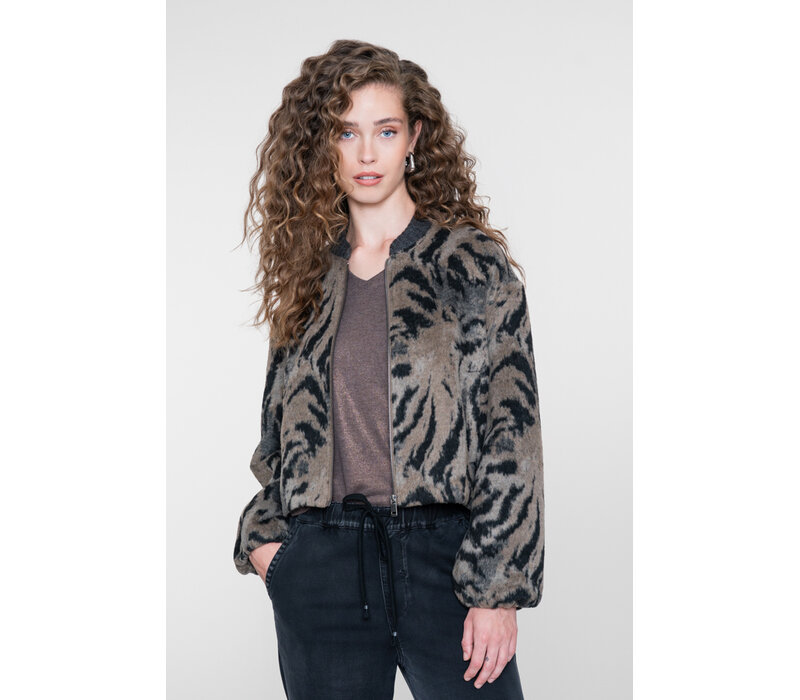 Geisha Top Jersey V Neck with Foil Dark Brown