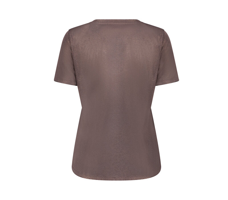 Geisha Top Jersey V Neck with Foil Dark Brown