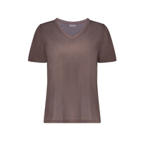 Geisha Top Jersey V Neck with Foil Dark Brown