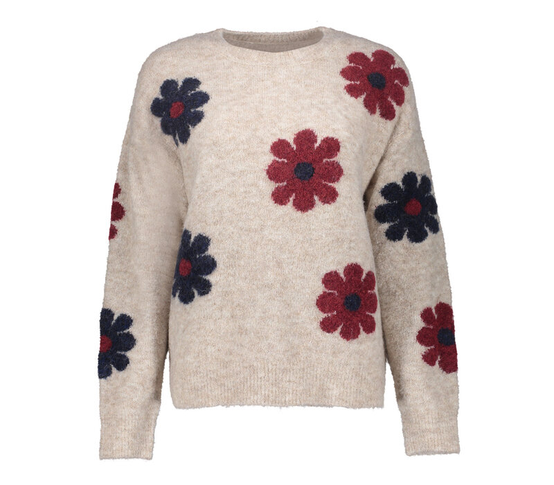 Geisha Pullover Flowers Sand Burgundy Navy
