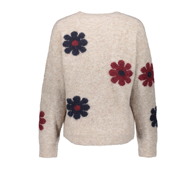 Geisha Pullover Flowers Sand Burgundy Navy