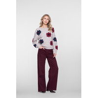 Geisha Pullover Flowers Sand Burgundy Navy